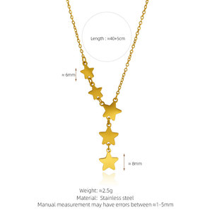 Collar con colgante de estrella chapado en oro de 14k y 18k de acero inoxidable 316L al por mayor para mujer - Product Image 5