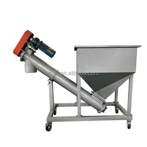 DZJX Shaftless Screw Elevated Auger Conveyor With Hopper For Wheat Flour And Bran Mechanical Dry Powder Suppliers