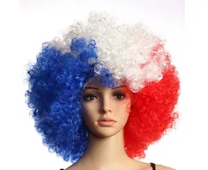 wholesale national flag football soccer ball fans Short Curly Afro hair wig