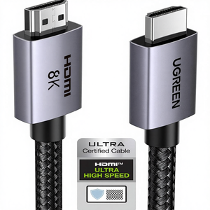 Cabo Ugreen 8K para 2.1, 48Gbps Ultra Alta Velocidade, Alumínio, 4K 240Hz/120Hz, 10K 8K 60Hz HDCP 2.2/2.3 EARC HDR10 - Product Image 1