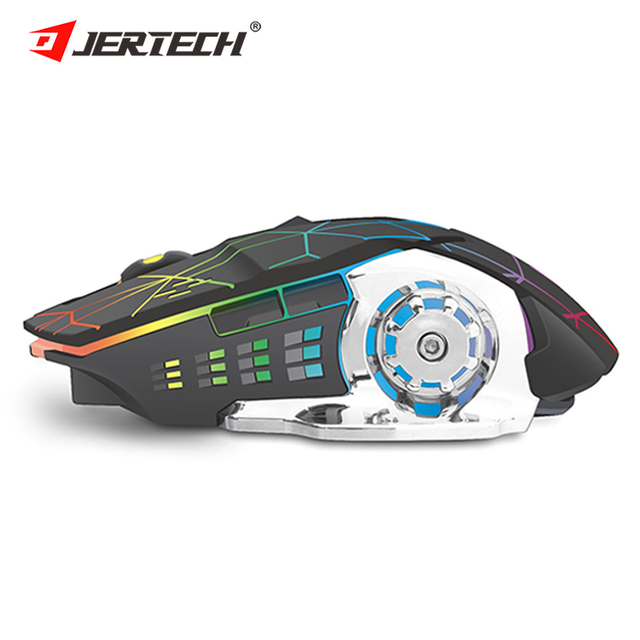 JERTECH W200 Sport Gaming Racing Charging 7-color Backlight Breath Comfort Gamer Mice RGB Rechargeable Wireless Gaming Mouse