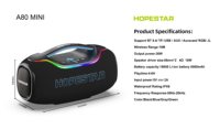 Speaker Party Outdoor Hopestar Factory Wholesale A80mini Tahan Air 36W Boombox Bass Bertenaga Subwoofer Portabel Speaker Hifi