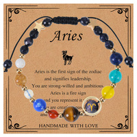 Bracelet tendance en pierre de grès bleue avec les douze constellations et les huit planètes, bracelet tissé avec les 12 signes du zodiaque avec carte