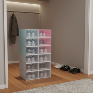 Boîtes à chaussures Myrva, lot de 4, empilables, en plastique, pour l'organisation des chaussures à la maison, design rectangulaire - Product Image 2