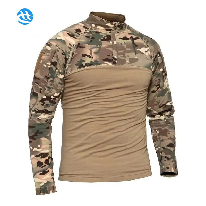 Multicam Knitting Long Sleave T-shirt Camouflage Tactical Field Training Frog Uniforms