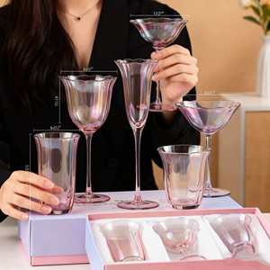 Hồng ion mạ cánh hoa rượu vang nước cốc cưới kính thiết lập phù hợp cho hộ gia đình sử dụng hàng ngày - Product Image 3