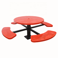 Piédestal rond en métal perforé commercial d'extérieur table de pique-nique meubles de jardin table à manger en acier table basse de patio extérieur
