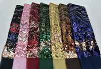 Tissu en dentelle élégant bordeaux à paillettes dorées, tissu en tulle de luxe lourdement orné de perles et de paillettes pour robe de haute couture