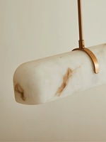 Suspension LED de luxe en marbre naturel pour restaurant, villa, hôtel, bar, comptoir, table à manger, suspension longue droite de taille moyenne