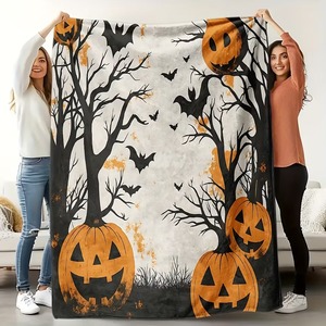 Couverture d'automne <span class=keywords><strong>vintage</strong></span> à thème Halloween imprimée, légère et confortable, pour canapé, dortoir et décoration intérieure – Vente en gros OEM - Product Image 1