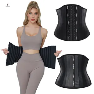 Glitter latex 25 rod Rubber Corset Belt Steel Bone Women Waist Trainer Corset Waist Support Chest Belt fajas xxxxxl