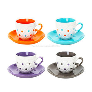 Punto de la onda a granel de café de cerámica taza de té y platillo dulce de cerámica café tazas - Product Image 6