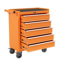 Chariot à outils robuste à roulettes, armoire à outils mobile en acier verrouillable à 5 tiroirs pour atelier de réparation automobile, garage, stockage