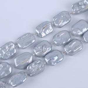 Perles d'eau douce rectangulaires baroques plaquées grises naturelles en gros, 18 cm 14-16 mm, perles en vrac pour bracelet DIY - Product Image 5