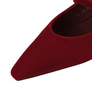 3686-K95 French Style Velvet Upper Rhinestone Buckle Strap Pointed Toe Shallow Mouth <strong>Wedge</strong> Women's Shoes Comfortable <strong>Low</strong> Heel - Product Image 4