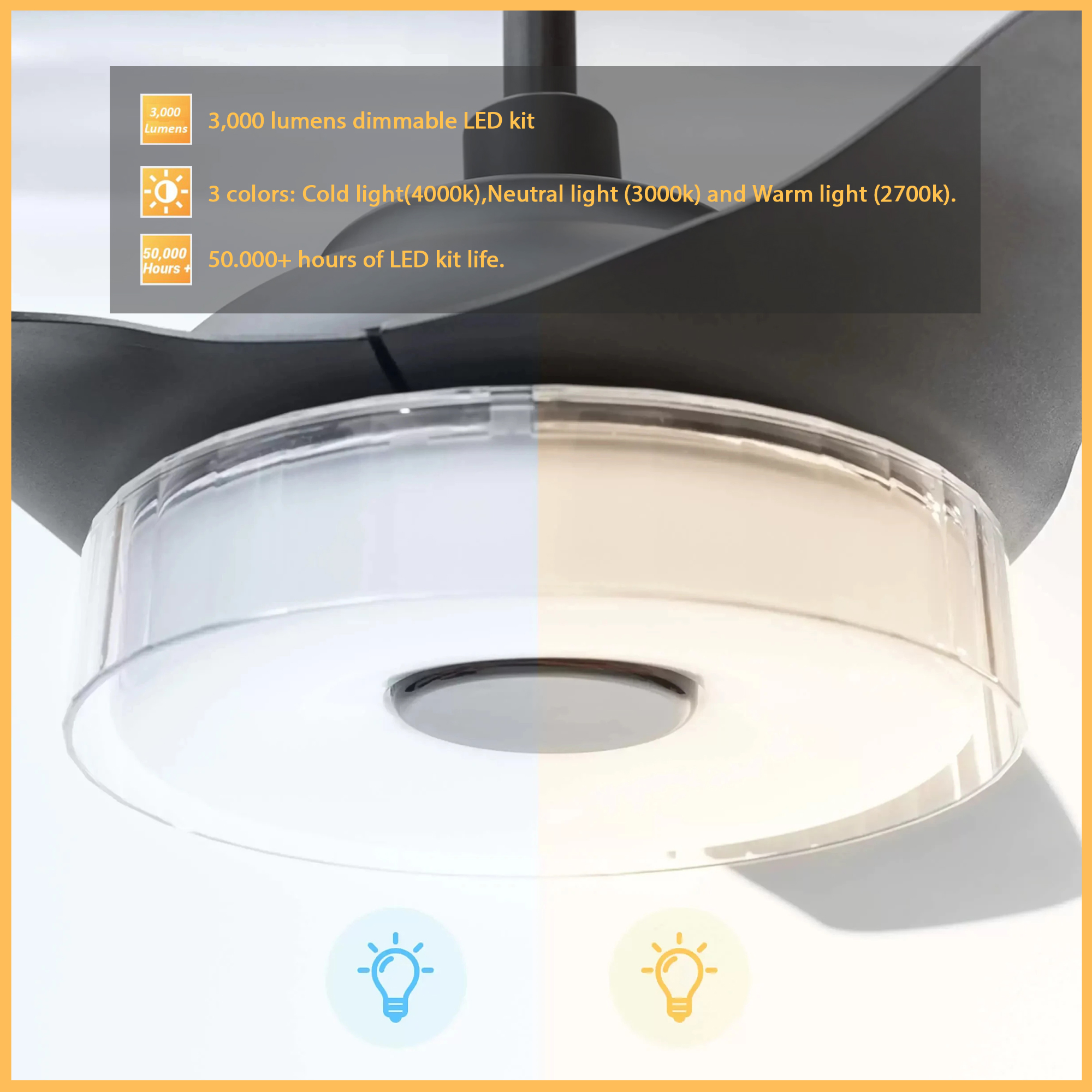 ABS blades 52 inch dc motor DC ceiling fan with light modern lighting with remote control