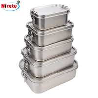 304 Edelstahl Auslaufsichere Lunchbox mit Silikondichtungsring, Einstöckiger Lebensmittelbehälter für Büro, Schule, Individuelles Logo OEM