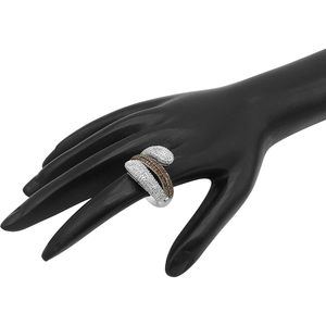 Natural White And Brown Diamond Cocktail Bypass <b>Ring</b> 925 Sterling <b>Silver</b> Round Cut <b>Statement</b> <b>Ring</b> Size 5 - Product Image 3