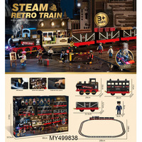 Nouveau Ensemble de Jouets de Train Électrique Rétro à Vapeur avec Simulation, Fonctionnant sur Piles, pour Enfants, Train de Jouet DIY à Enfiler avec Fumée et Lumière