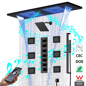 2024 New 36*12inch <strong>Embedded</strong> Ceiling Music Led Shower Head Rain&amp;Waterfall Shower Bathroom Thermostatic Shower <strong>System</strong> - Product Image 1