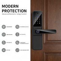 Serrure de porte intelligente biométrique numérique Wifi Ttlock Tuya, étanche, pour porte en verre
