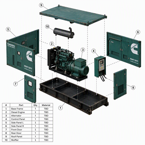 Générateur diesel silencieux à châssis ouvert 60 KVA 60-200KW 200A 3 phases 50Hz ATS Soudage - Product Image 5