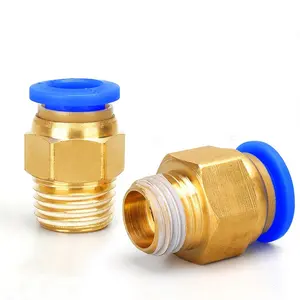 fitting pneumatic PC one touch union pneumatic fittings brass body push in air hose quick connector