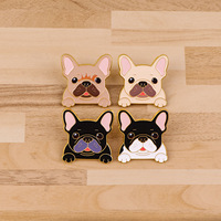 En gros, Pin's en émail souple motif Bouledogue Français mignon, Badge animalier en métal avec logo personnalisé pour vêtements et sacs à dos