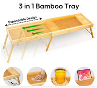 Support de téléphone bureau de tour extrêmement approprié support d'ordinateur portable naturel plateau de lit en bois de bambou extensible