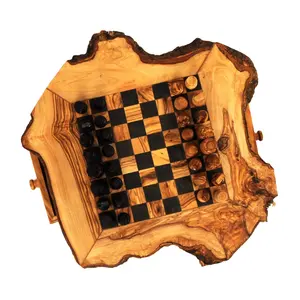 Jogo de xadrez de madeira nova azeitona estilo país jogo de mesa para todos os anos