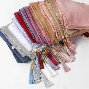 The new Special Offer Wholesale Malay Indonesian Muslim Tassel Chiffon Hijabs Scarf For Women Headscarf Shawls Wholesale Hijab