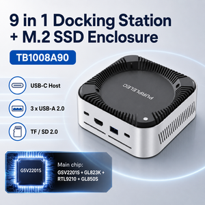 Station d'accueil USB-C 9-en-1 avec boîtier SSD M.2 NVMe, <span class=keywords><strong>HDMI</strong></span> 4K*60Hz, 4 ports USB 2.0, SD/TF, PD 100W, <span class=keywords><strong>hub</strong></span> compact en aluminium pour ordinateur portable - Product Image 1