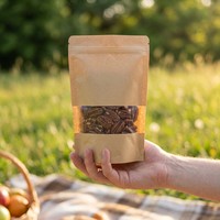 Sachet Doypack Personnalisé en Papier Kraft avec Fenêtre Transparente et Fermeture Zip, Vente en Gros pour Emballage Alimentaire, Snacks et Noix