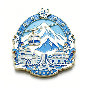 Aimant de réfrigérateur en métal émaillé personnalisé, imprimé UV 2D, thème amour moderne, paysage hivernal, souvenir pour anniversaire, fête des mères - Product Image 1