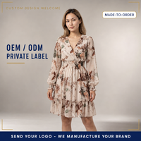 Robe Cache-Cœur en Mousseline Florale Personnalisée pour Femme, Col en V, Taille Froncée, Ourlet à Volants – Vente en Gros, Fabricant OEM/ODM, Marque Privée