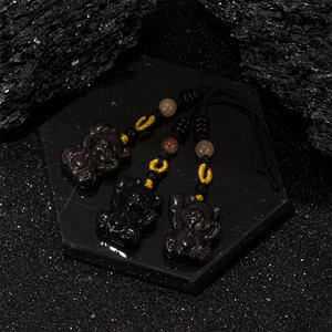 Llavero con <span class=keywords><strong>Colgante</strong></span> de Gato de Obsidiana Negra Natural, Cristal Curativo, Gema, <span class=keywords><strong>Lingote</strong></span> de <span class=keywords><strong>Oro</strong></span>, <span class=keywords><strong>Colgante</strong></span> para Teléfono Móvil, Gato de la Suerte - Product Image 5