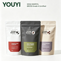 Sachet de café anti-odeur personnalisé avec logo, refermable, en Mylar de qualité alimentaire, à fermeture éclair, pour grains de café, 250g, 500g, 1kg