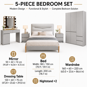 Ensemble <span class=keywords><strong>de</strong></span> Chambre Complet Luxe Abordable : Lit Double avec Tables <span class=keywords><strong>de</strong></span> Chevet, Mobilier <span class=keywords><strong>de</strong></span> Chambre Moderne King Size - Product Image 3