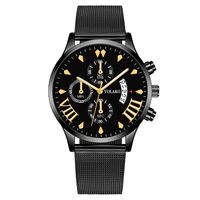 Montre Homme Tendance à Trois Yeux avec Calendrier, Personnalisation Usine, Bracelet Milanais et Bracelet Maille, Mouvement Quartz, Vente Chaude