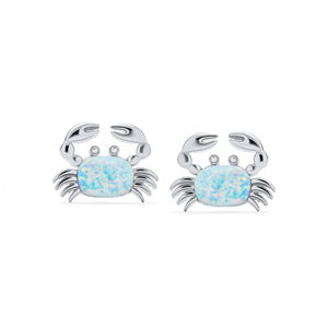 Boucles d'oreilles pendantes en forme de crabe avec opale taille coussin, design mignon, bijoux uniques et délicats, en argent sterling S925 plaqué or, élégantes et vives, vente en gros - Product Image 1