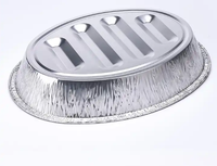 Récipient de torréfacteur ovale jetable en gros pour dinde, plaque de cuisson, emballage alimentaire en feuille d'aluminium, casseroles en aluminium argenté, bon alliage