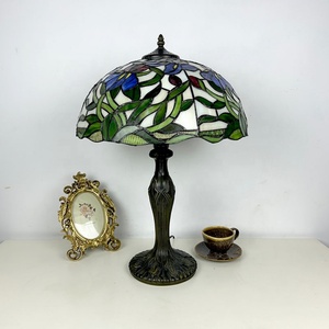 Longhuijing 16 Inch for Dome Stained Glass <b>Rose</b> Pattern E27 AC Powered LED 2700K Mediterranean Flexible Simple Eco-Friendly - Product Image 4