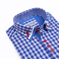 Chemise à carreaux col Double pour hommes, manches longues, grande taille, en Stock, collection 2022
