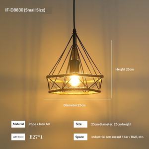 Lámpara de Araña de Hierro de Estilo Industrial Vintage con Cuerda de Cáñamo para Restaurante, Bar, Tienda de Ropa, Barbacoa, Lámparas Comerciales - Product Image 6