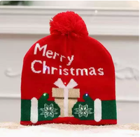 Cappello Natalizio in Maglia Acrilica di Alta Qualità con Luci LED, Cappello di Babbo Natale Luminoso per Adulti e Bambini