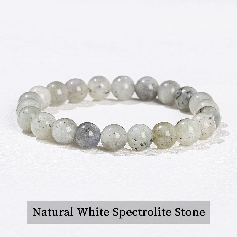 Natural White Spectrolite Stone Bracelet