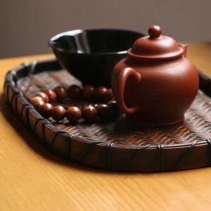 Bamboo Woven <b>Tea</b> <b>Tray</b> Oval Shape Zhejiang Made For Kung Fu <b>Tea</b> Art Supplies Dry Brewing Table Asian Zen Style - Product Image 4