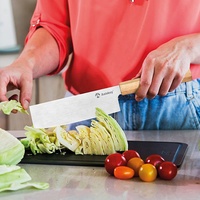 Japans roestvrijstalen 7-inch Nakiri-mes met handvat van natuurlijk massief hout, vaatwasserbestendig, ambidextrous, keukenmes voor groenten