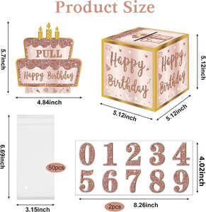 1 pièce, boîte <span class=keywords><strong>cadeau</strong></span> surprise amusante rose à estampage à chaud, très vendue, pour anniversaire, Noël, Nouvel An, boîte en papier - Product Image 5