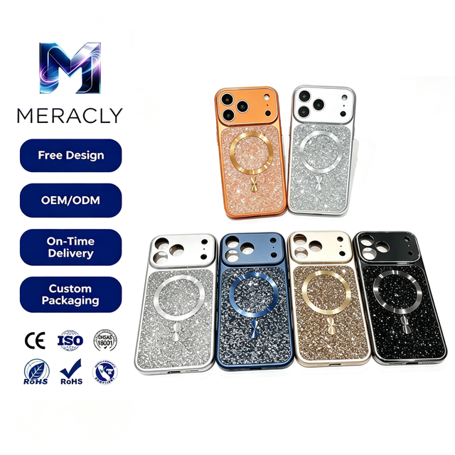Luxury Fashion Glitter Diamond Phone case Magnetic Charging Back Cover for iPhone 13 14 15 16 17 Pro Max Wholesale Shell